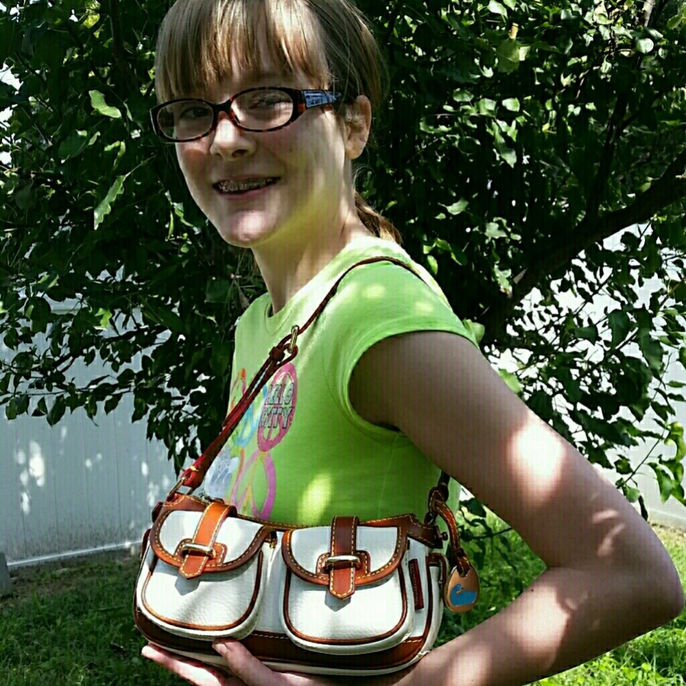 DOONEY AND BOURKE  LEATHER SADDLE HANDBAG